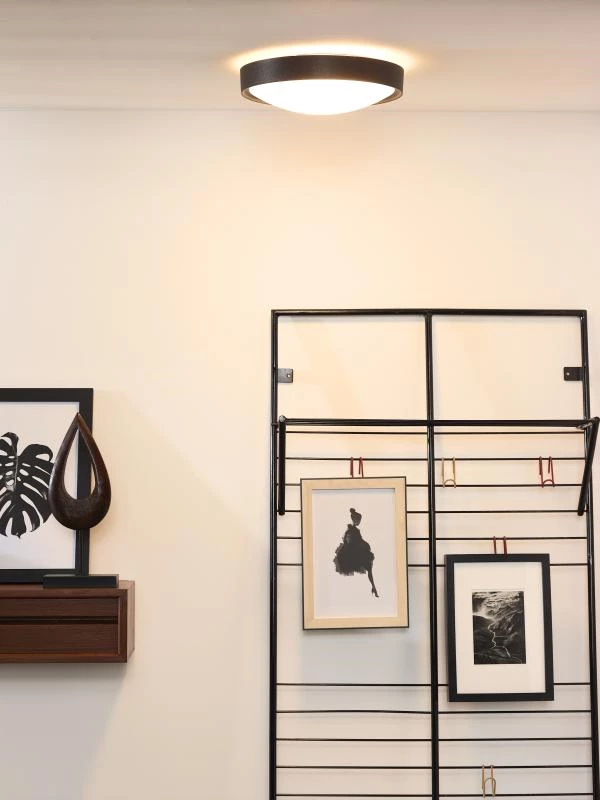 Lucide LEX - Flush ceiling light - Ø 33 cm - 2xE27 - Black - atmosphere 1